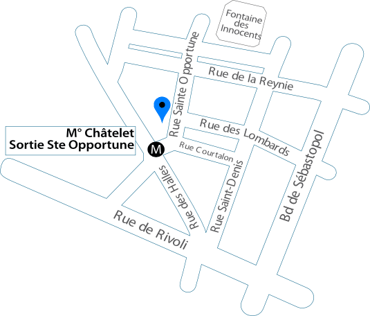 Plan d'accès à l'Espace St-Opportune à Paris